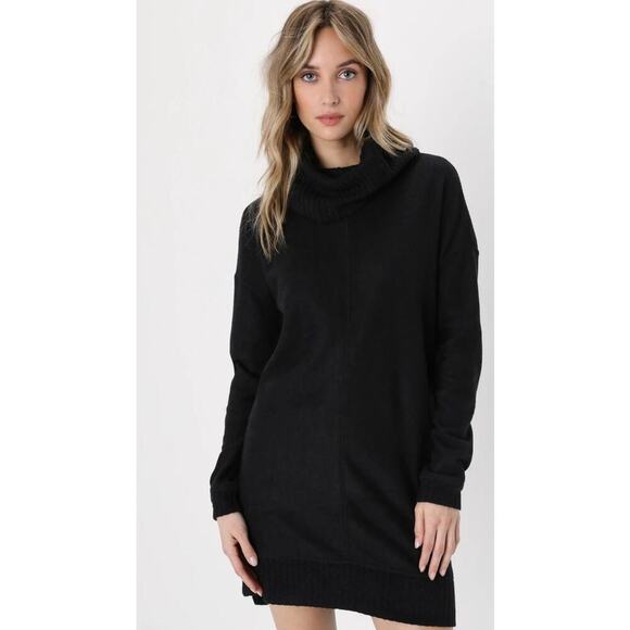 Lulus Dresses & Skirts - Autumn Daze Black Cowl Neck Long Sleeve Sweater Dress size M